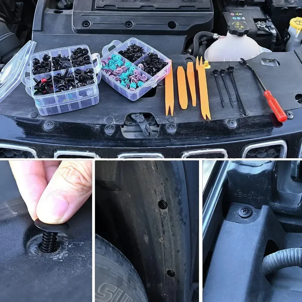620PCS Car Fastener Clips Bumper Retainer with 30 Tools Car Plastic Rivets Fasteners Push Retainer Kit Door Trim Panel Clips