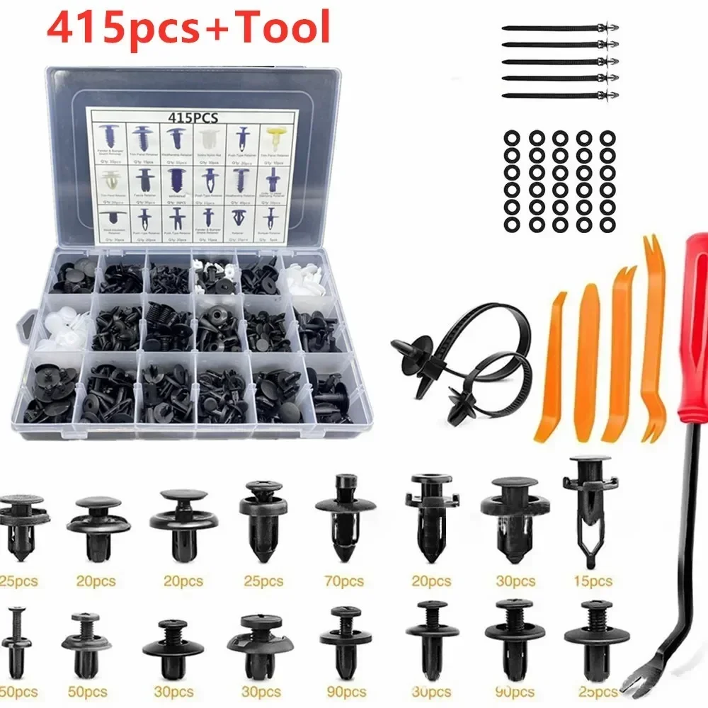 620PCS Car Fastener Clips Bumper Retainer with 30 Tools Car Plastic Rivets Fasteners Push Retainer Kit Door Trim Panel Clips