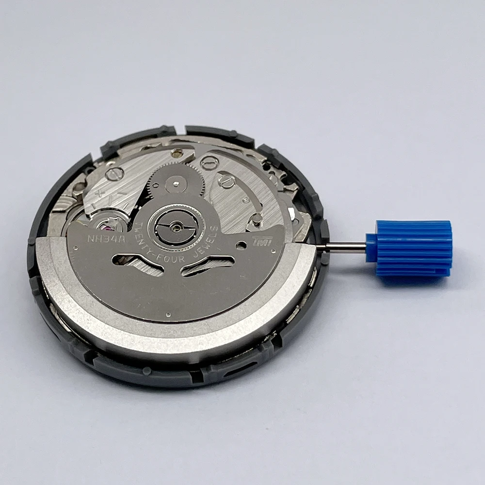 Genuine Japan GMT NH34 Movement Black White Disc Crown at 3.0/3.8 O'clock Mod NH34A with Dial Washer Spare Stem Parts Original