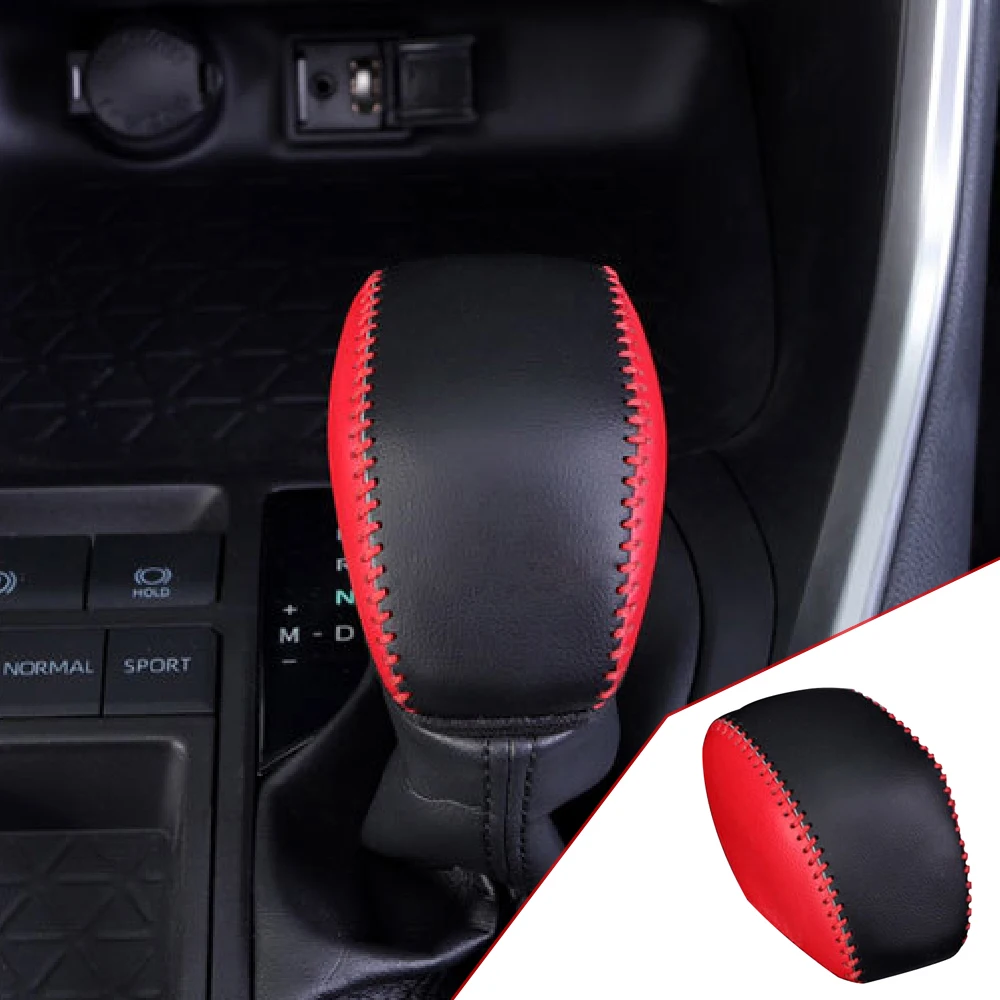 Leather Car Gear Head Shift Knob Cover Gear Shift Collars Fit for Toyota RAV4 RAV 4 XA50 MK5 2019 2020 2021 Accessories