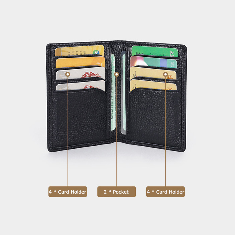 Ultra Slim Genuine Leather Card Holder Wallet for Men Mini Thin Fold Credit Card Holders Small Men's Wallets RFID ID Cardholder