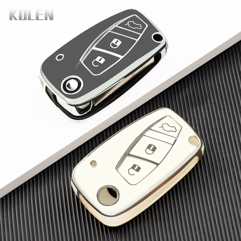 TPU Car Flip Key Case Cover Shell For FIAT Panda Stilo Punto Doblo Grande Bravo 500 Ducato Minibus Protected Fob Bag Accessories