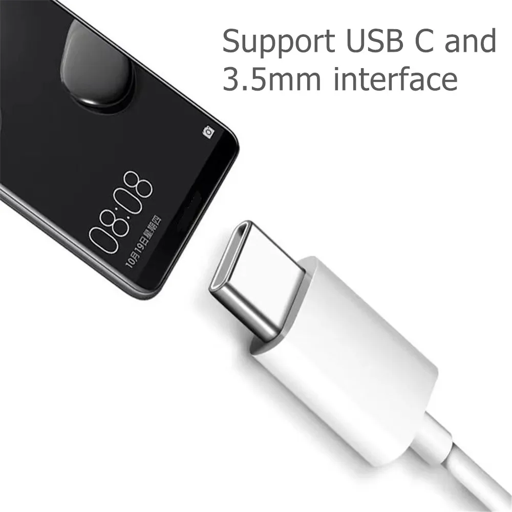 Shoumi Type-C In-Ear Wired Headphones for Huawei iPhone Xiomi 3.5 Stereo Music Earbud Wire Controlled Headset Hifi Earphone USB