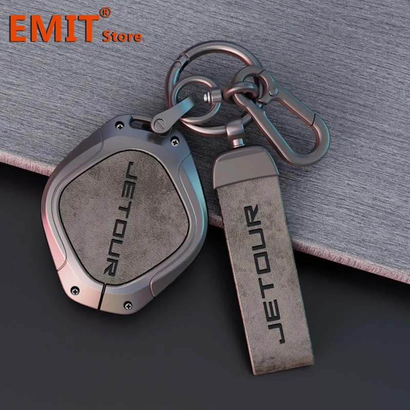 Zinc Alloy + Leather Cover Fit for Chery Jetour Dashing IDM I-DM X-1 Plus Car Key Full Case Shell Bag Metal Buckle Accessories