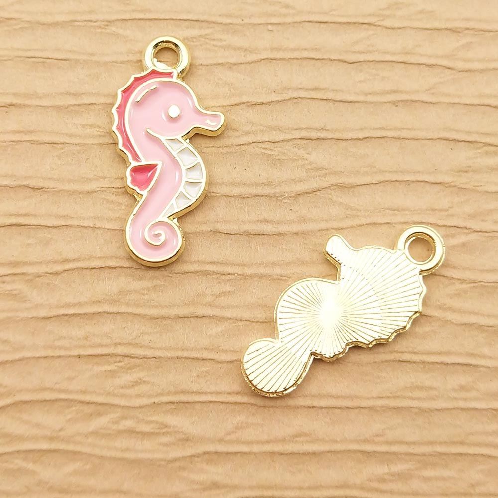 10pcs Enamel Sea Horse Charm for Jewelry Making Craft Animal Earring Pendant Necklace Bracelet Accessories Diy Supplies