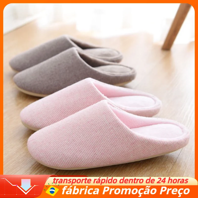 Women Indoor Slippers Thicken Warm Plush Home Shoes Spring Autumn Shoes House Flat Floor Slipper Soft Silent Slides For Bedroom