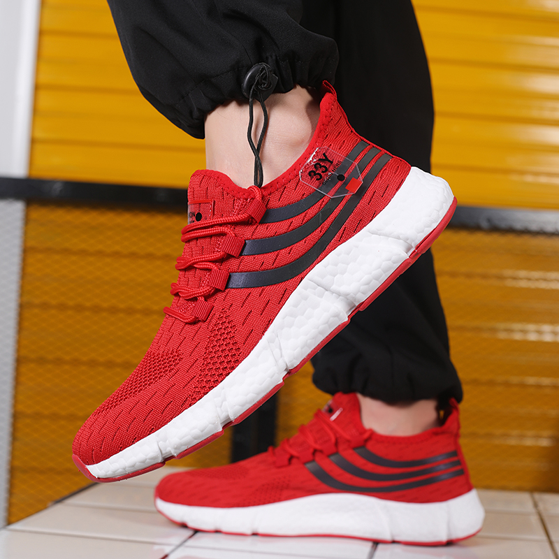 Dropshipping NEW 3 Stripes High Quality Men Shoes Popcorn Sole Fly Weave Sneakers Breathable Running Tennis Shoes Walking Women