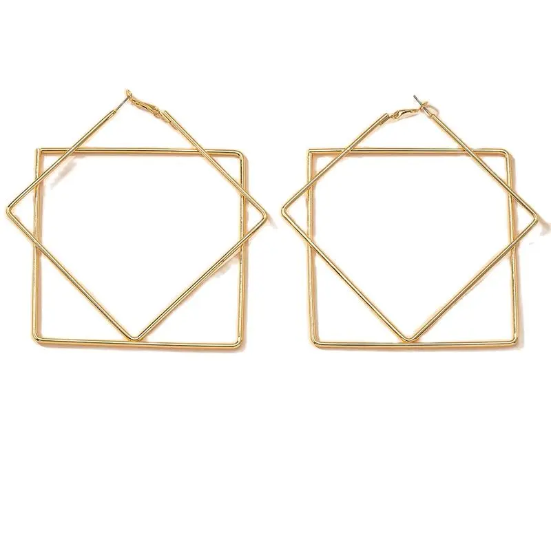Obega Geometric Women Earrings Shinny Gold Color Ins Paris Exaggerated Big Hoop Earrings Party Street Wear Jewelry a29b7 5 2f8e8