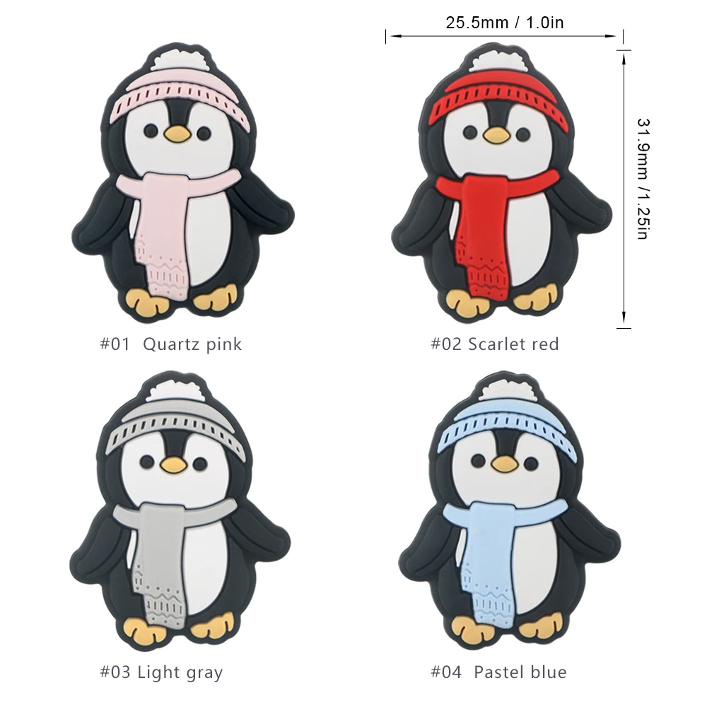 Sunrony 5/10pc Penguin heart Silicone Beads For Jewelry Making Pacifier Clip DIY Pacifier Chain Accessories Charms For Bracelet