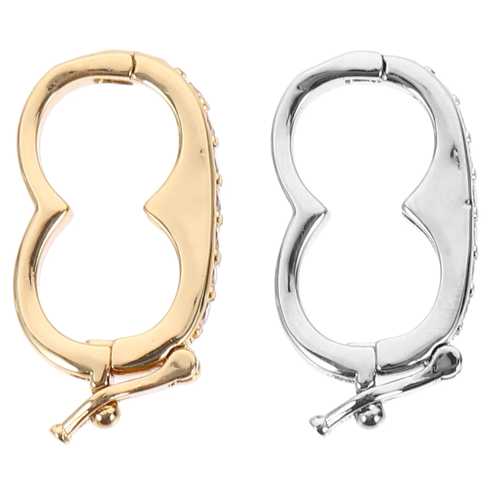 2 Pcs Jewelry Peanut Buckle Echancer Clasps Diamond Choker Necklaces Copper Connecting Pearl Shortener Silver