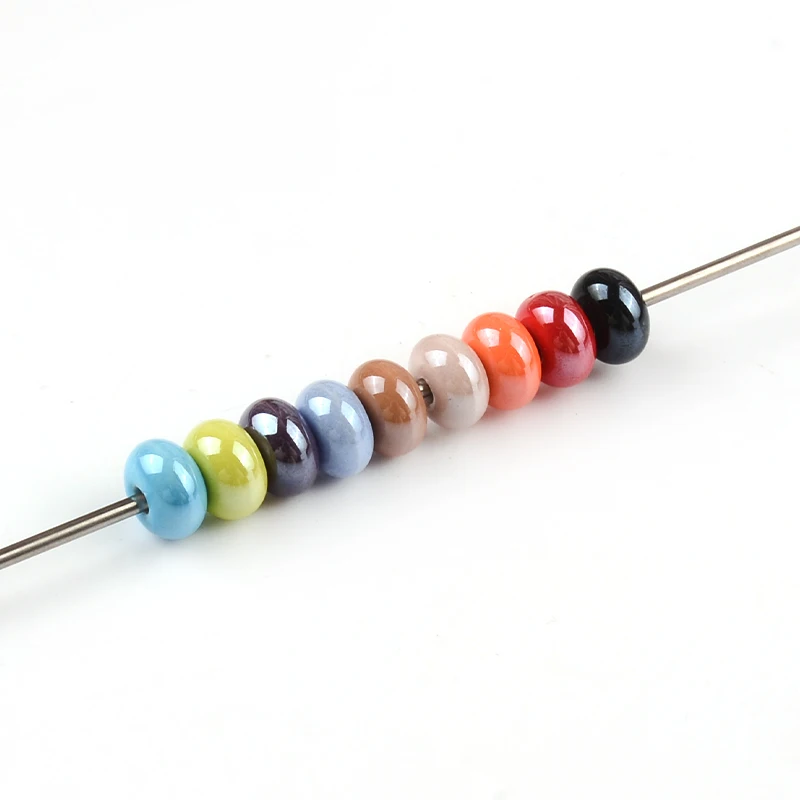 30pcs 5x8mm Abacus Shape Ceramic Beads DIY 2mm Hole Handmade Jewelry Beads Charms Loose Porcelain Beads For Jewelry Making