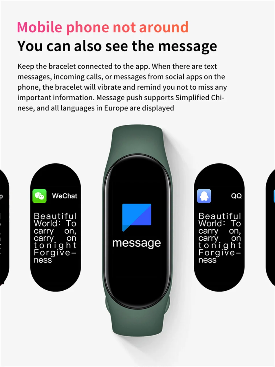 2023 New Smart Watch Band PK MI 6/7/8 Heart Rate and Blood Pressure Monitoring Sport Watch Activity Tracker Wristband For Xiaomi