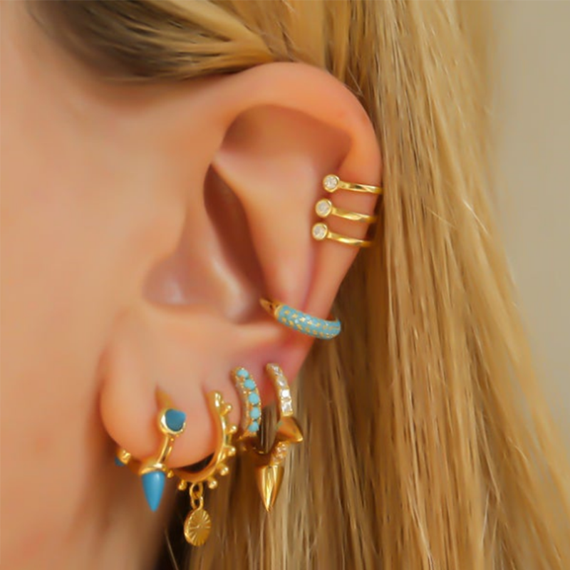 MC 925 Sterling Silver Turquoise Women Earrings 6 8 9 11mm Earring Hoops Formal Elegant Gorgeous Pendientes for Birthday Gift