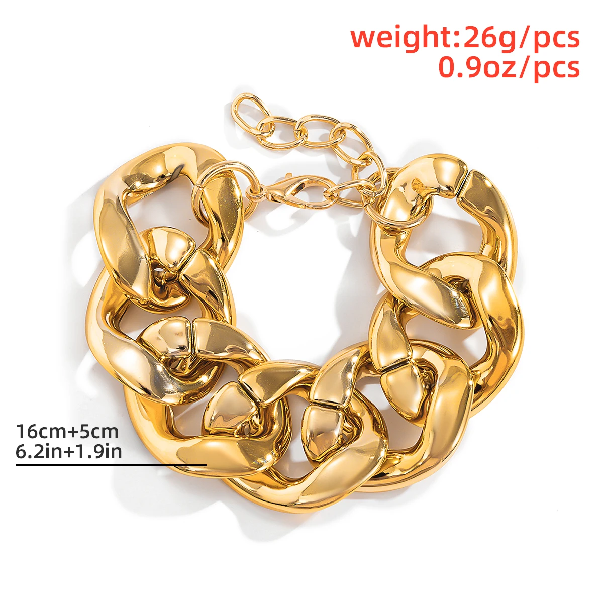 Exaggerated Cuban Curb Big Acrylic Chain Bracelet Bangle Vintage Punk Lock Bling Link Bracelets Men Party Jewelry Accessories
