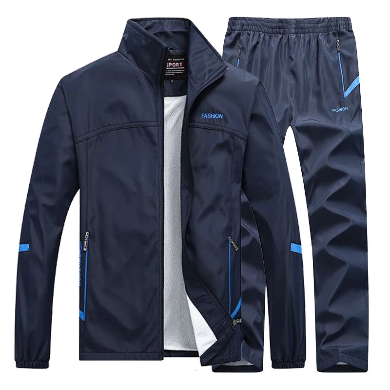 Mens Sportswear Sets Spring Autumn 2 Piece Tracksuit Sports Suit JacketPant Sweatsuit Male Outdoor Train Clothing Asian Size 240517