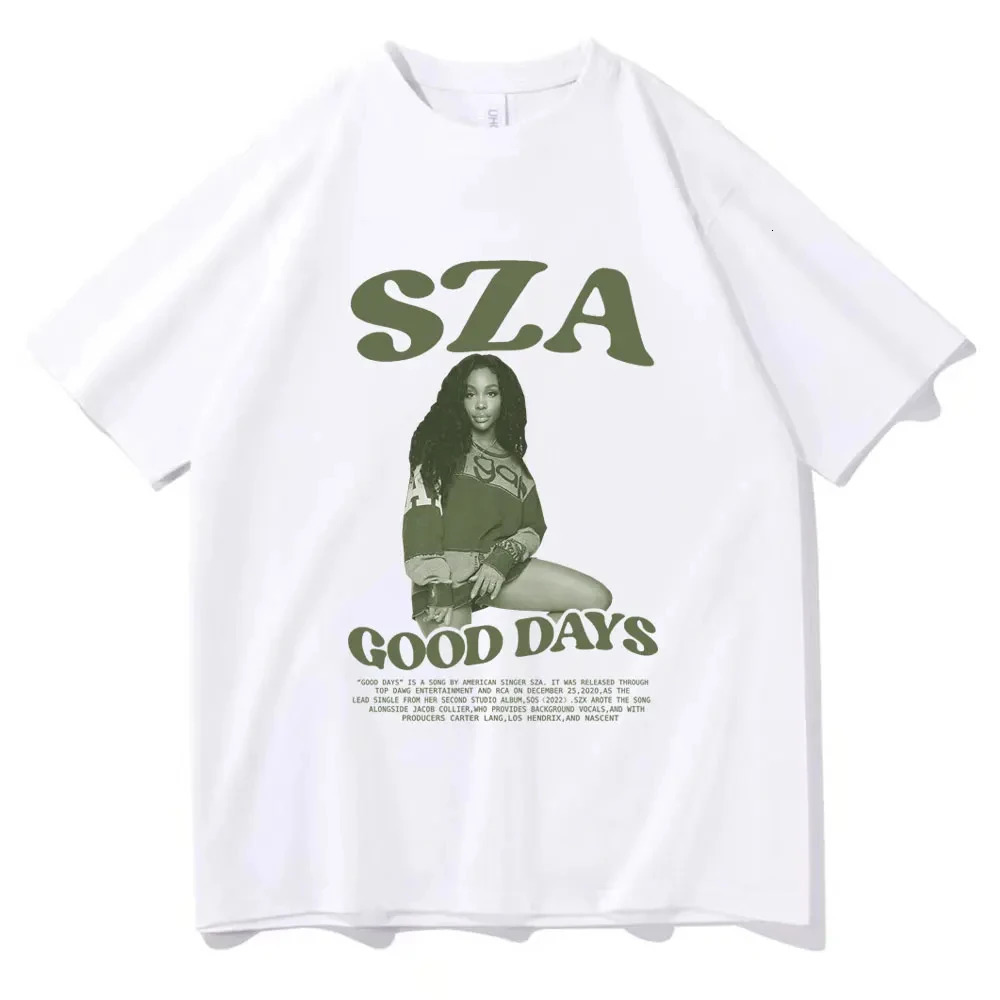 Rapper SZA Good Days T Shirt Hip Hop Retro TShirt Men Women Short Sleeve Cotton Harajuku Fashion Tshirts Oversized Streetwear 240521
