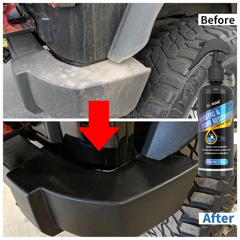 Car Plastic Rubber Trim Restorer Aivc Back To Black Gloss Coating Type Polish Spray Exterior Parts Renovator Clean Car Detailing