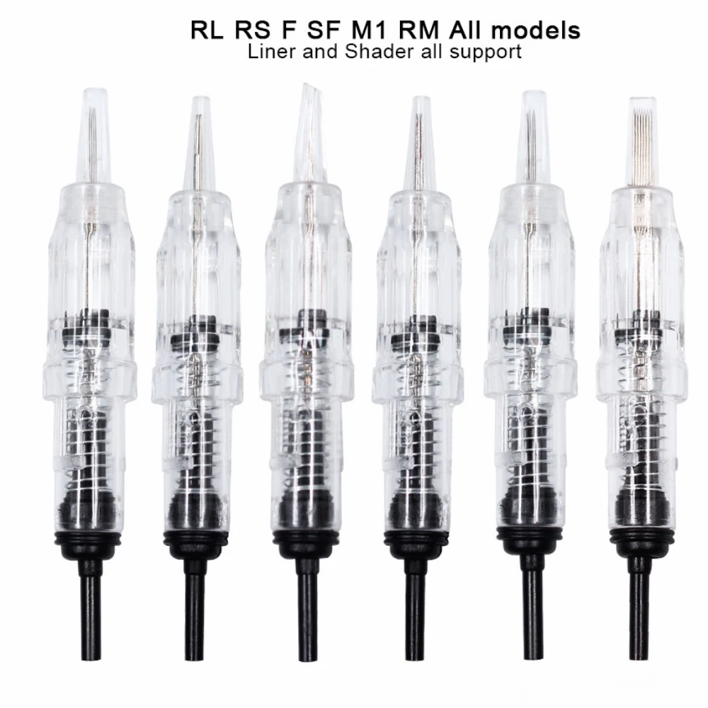 100pcs Permanent Makeup Cartridge Needles 1RL Disposable Sterilized Tattoo Needle Easy Click for Eyebrow Lips Tattoo Supplies