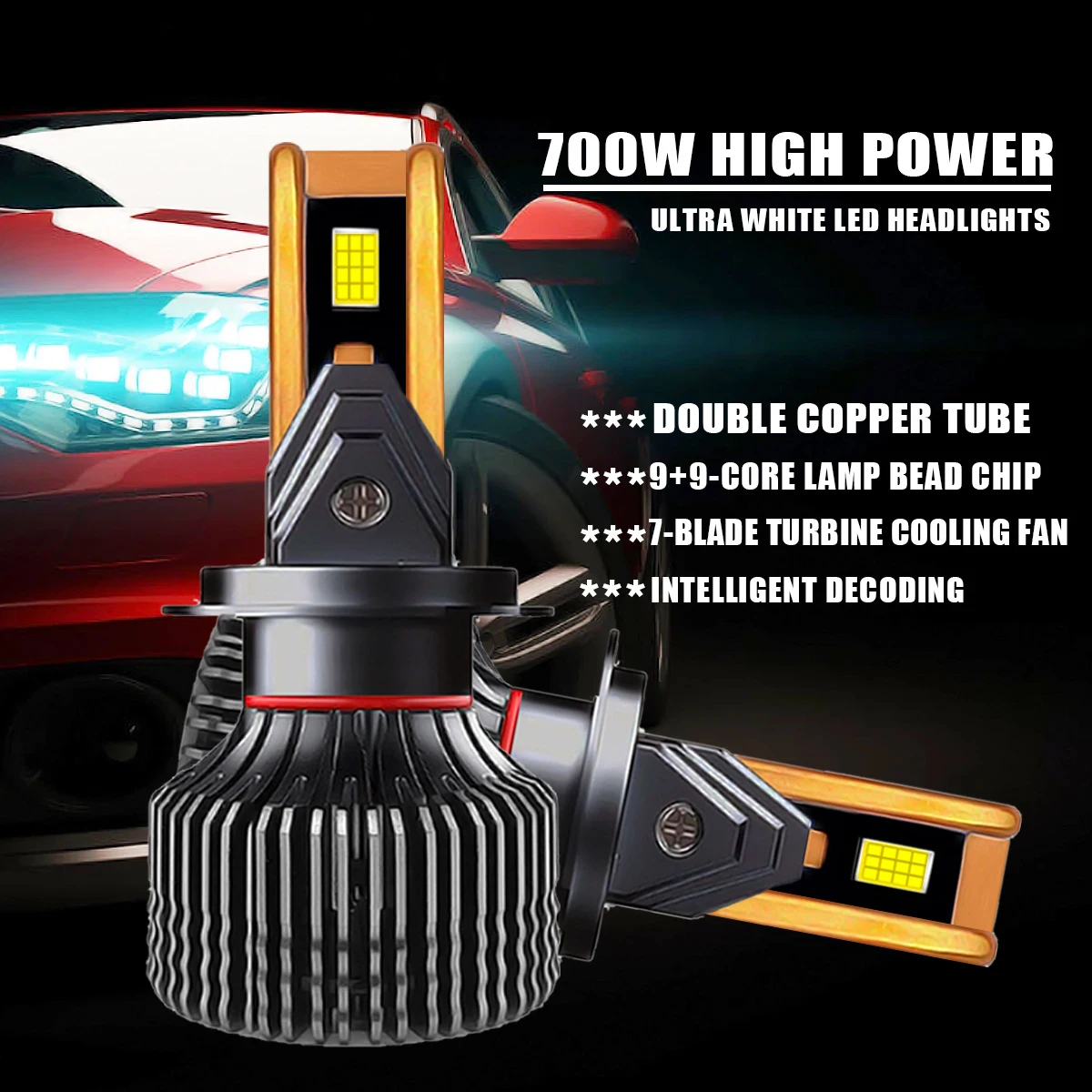 ZTZPIE 6000K HB3 HB4 9005 9006 H1 H7 H4 H11 Bulb Led Lamp CSP 7750 Chips Car Headlight Light 700W 360000LM Fog Lights Lamps