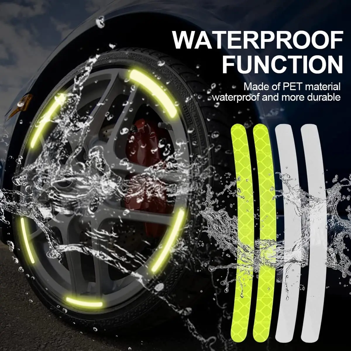 20Pcs Reflective Car Wheel Decorative Strip Stickers Motorcycle Wheel Hub Styling Decal Sticker Night Safety Reflective Decals