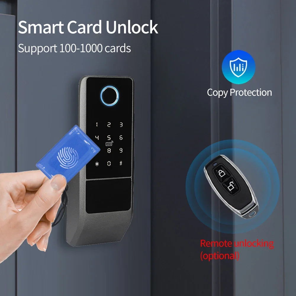 Tuya Smart Lock Waterproof WIFI TTLock Bluetooth Fingerprint Rim Lock Card Digital Code Electronic Door Lock for Home Security
