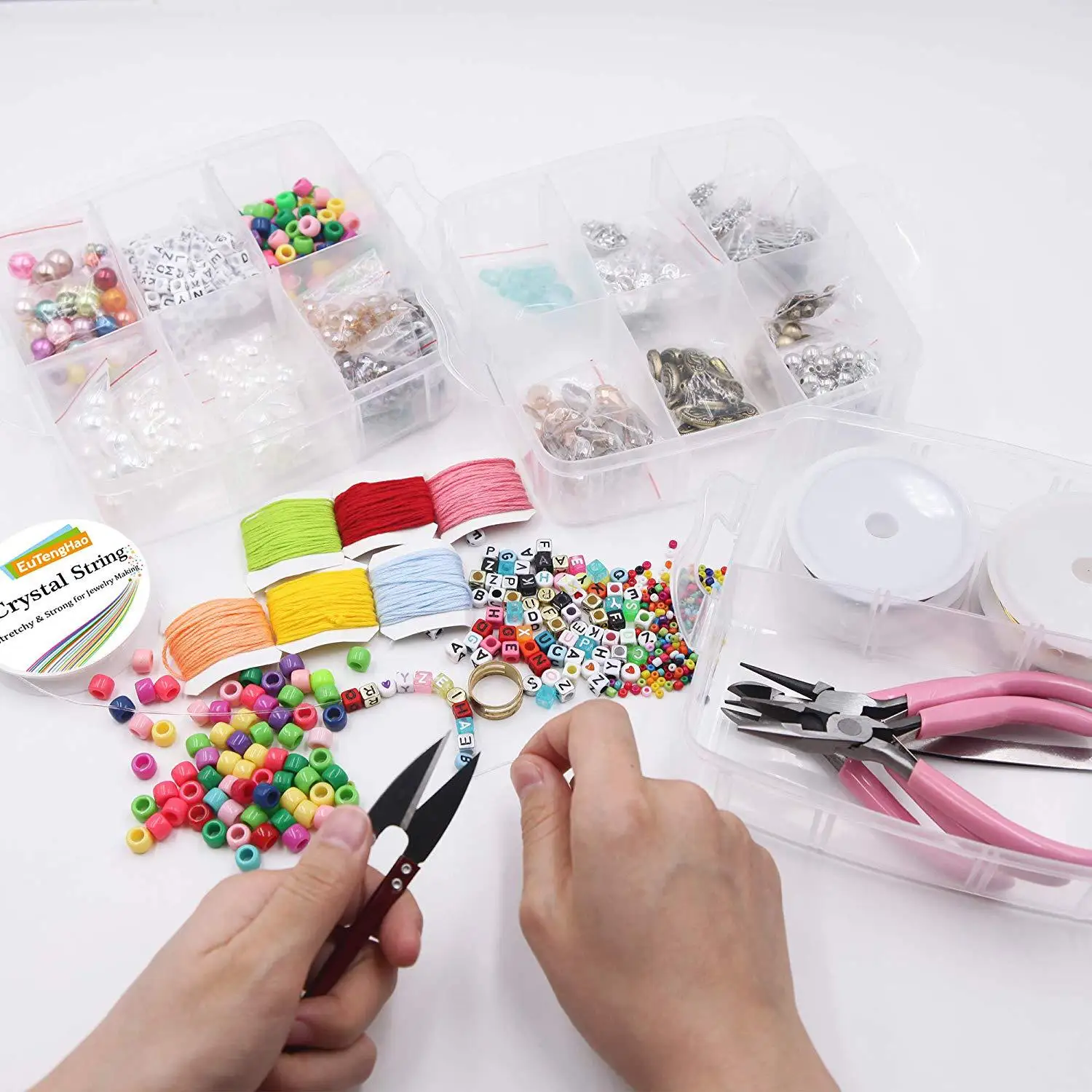 Jewelry Making Supplies Kit Includes Assorted Beads Jewelry Charms Finding Imitation-pearl Spacer Beads Wire Cord Pliers Caliper