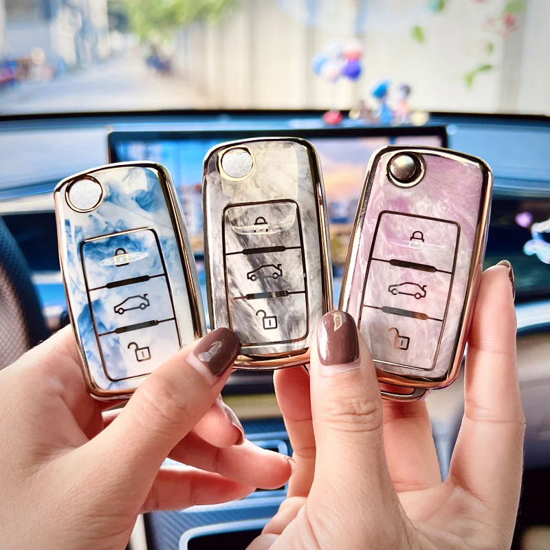 Car Key Cover Case Holder Keychain for VW Volkswagen Polo Golf Passat Beetle Caddy T5 Up Eos Tiguan Jetta for Skoda Octavia A5