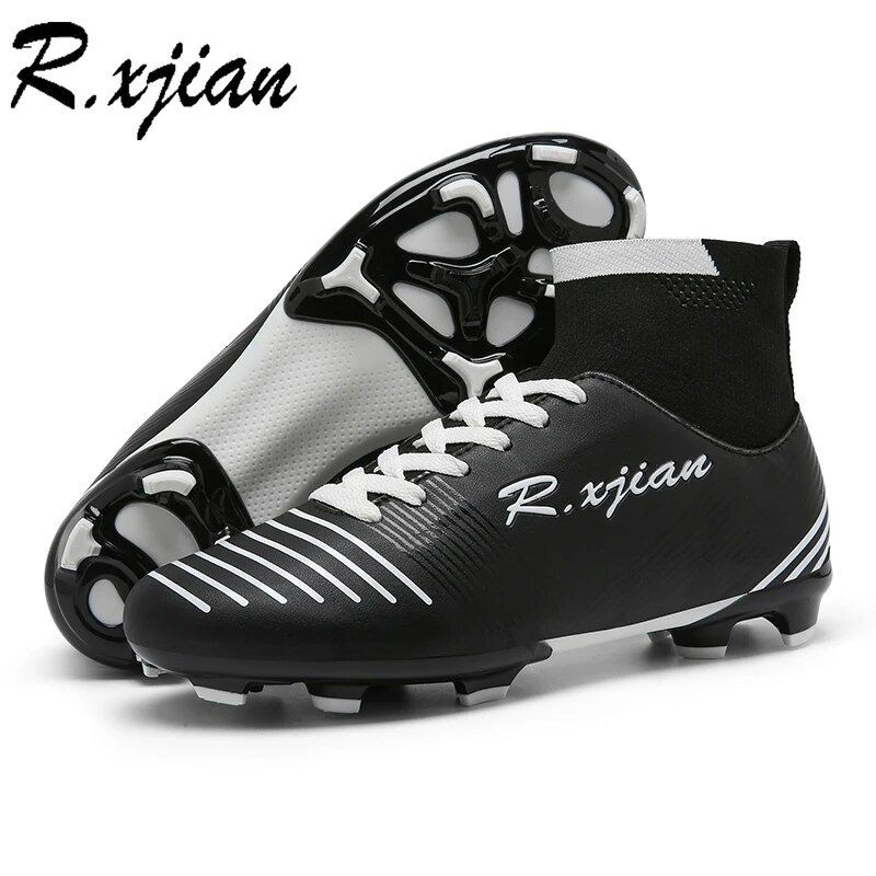 RXJIAN Men's and Women's Football Shoes, Outdoor Grass Sports Long Nail Football Shoes, High Top Lightweight Wrapped Anti Slip F