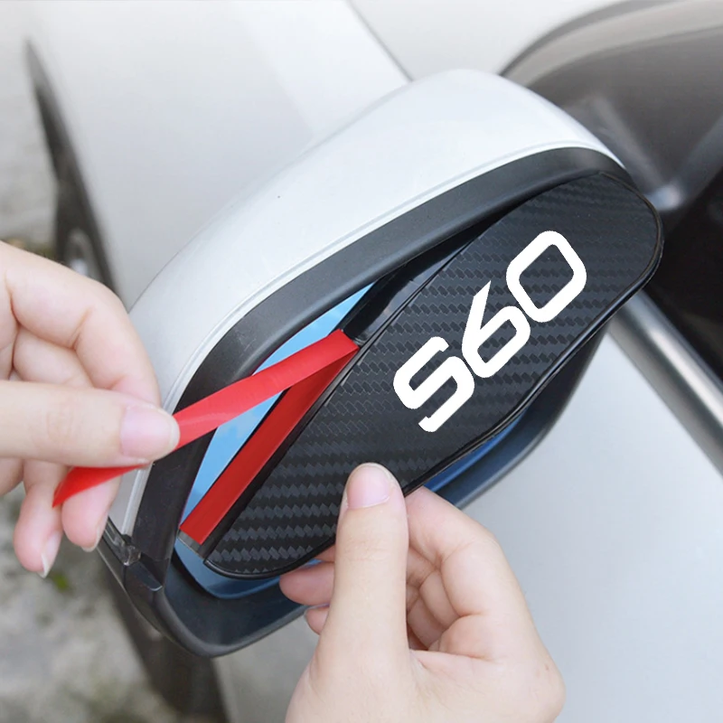 2PCS Car Rearview Mirror Rain Eyebrow Visor Snow Sun Visor Rain Cover for Volvo C30 C70 S60 S90 XC60 XC90