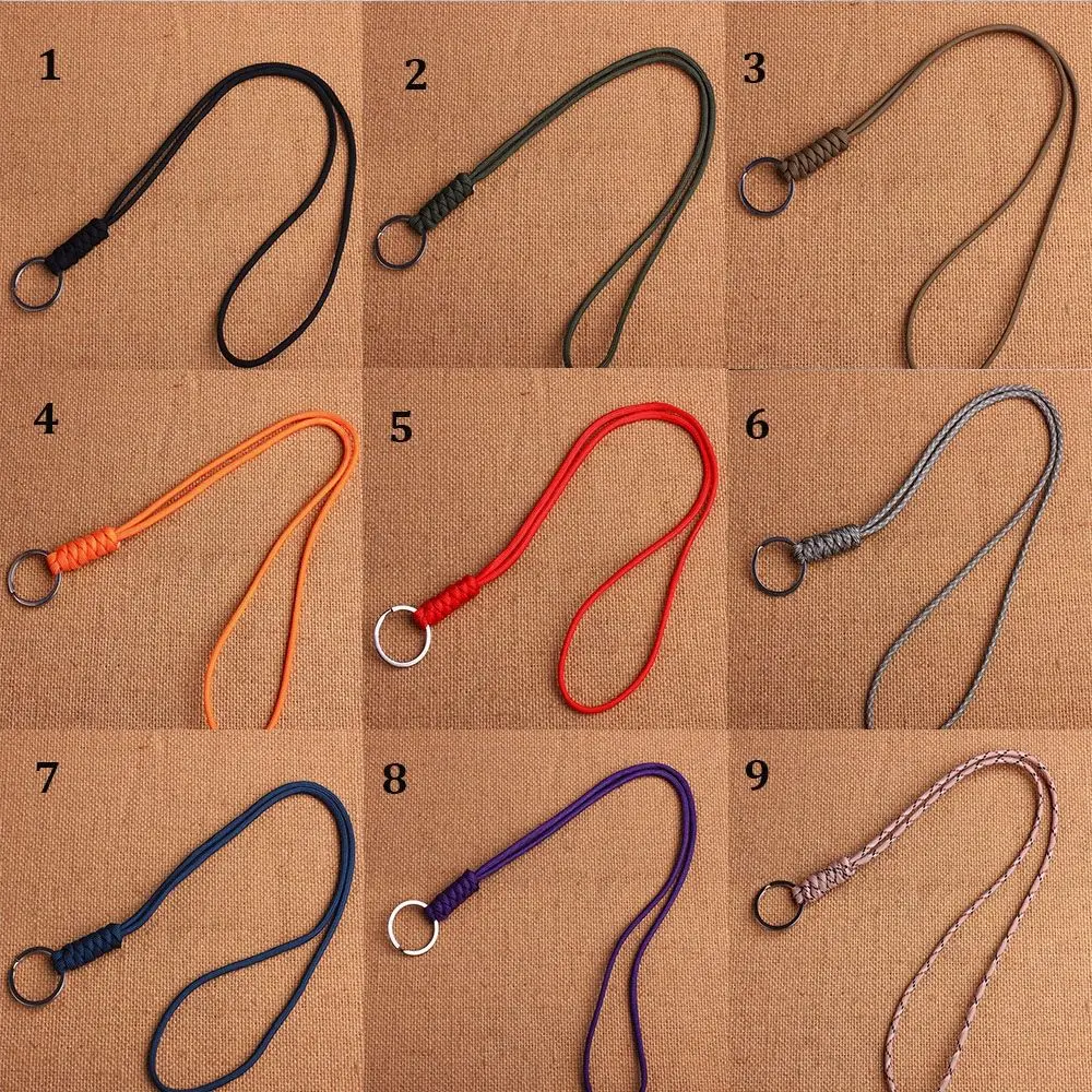 Paracord Keychain Lanyard Round Buckle High Strength Parachute Cord Self-Defense Emergency Survival Backpack Key Ring