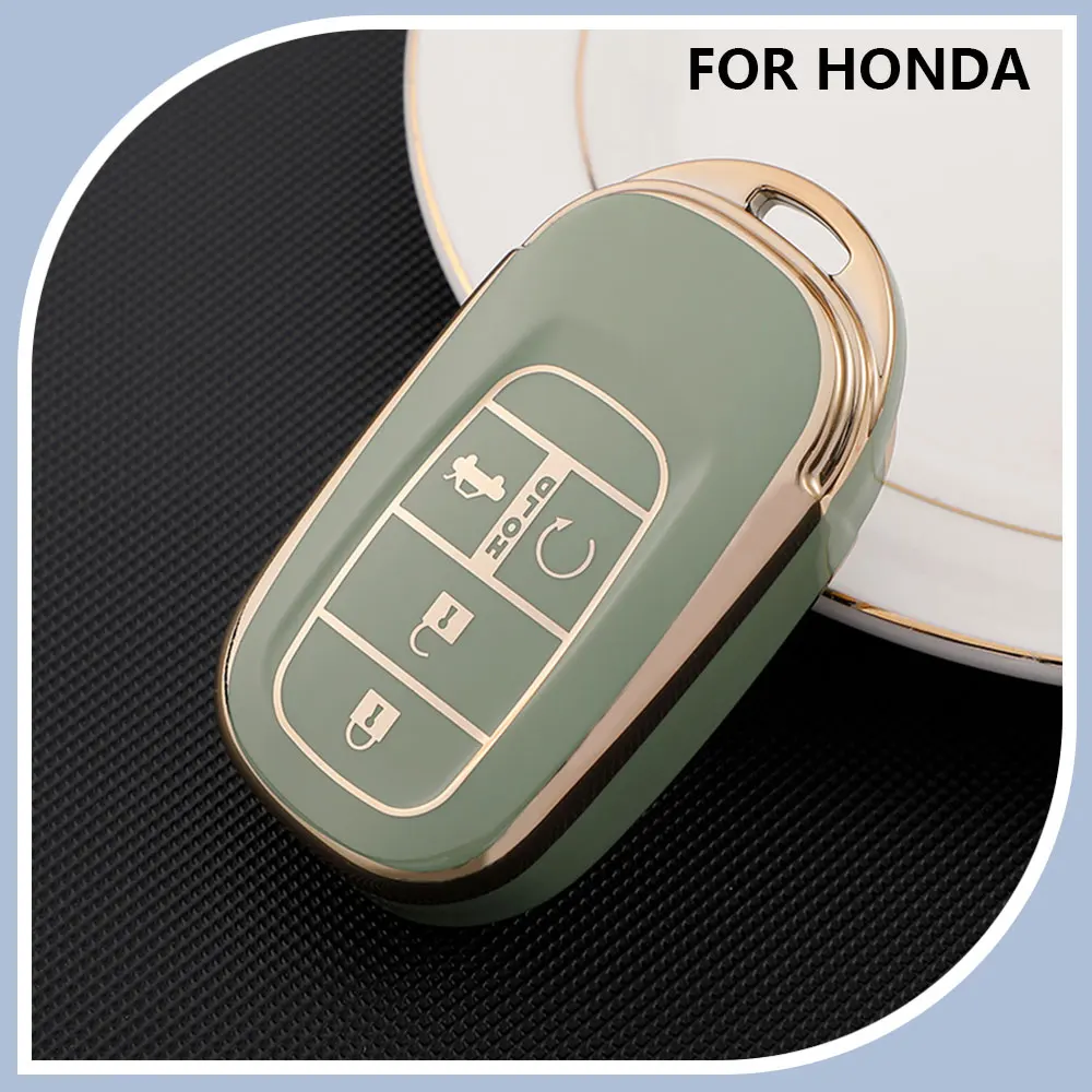 TPU Gold Edge Car Remote 5 Buttons Key Case Cover for Honda Civic Accord HR-V CR-V CRV Hrv 2022 2023 Fob Shell Accessories