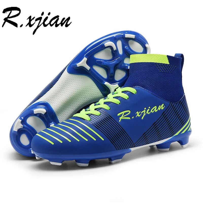 RXJIAN Men's and Women's Football Shoes, Outdoor Grass Sports Long Nail Football Shoes, High Top Lightweight Wrapped Anti Slip F