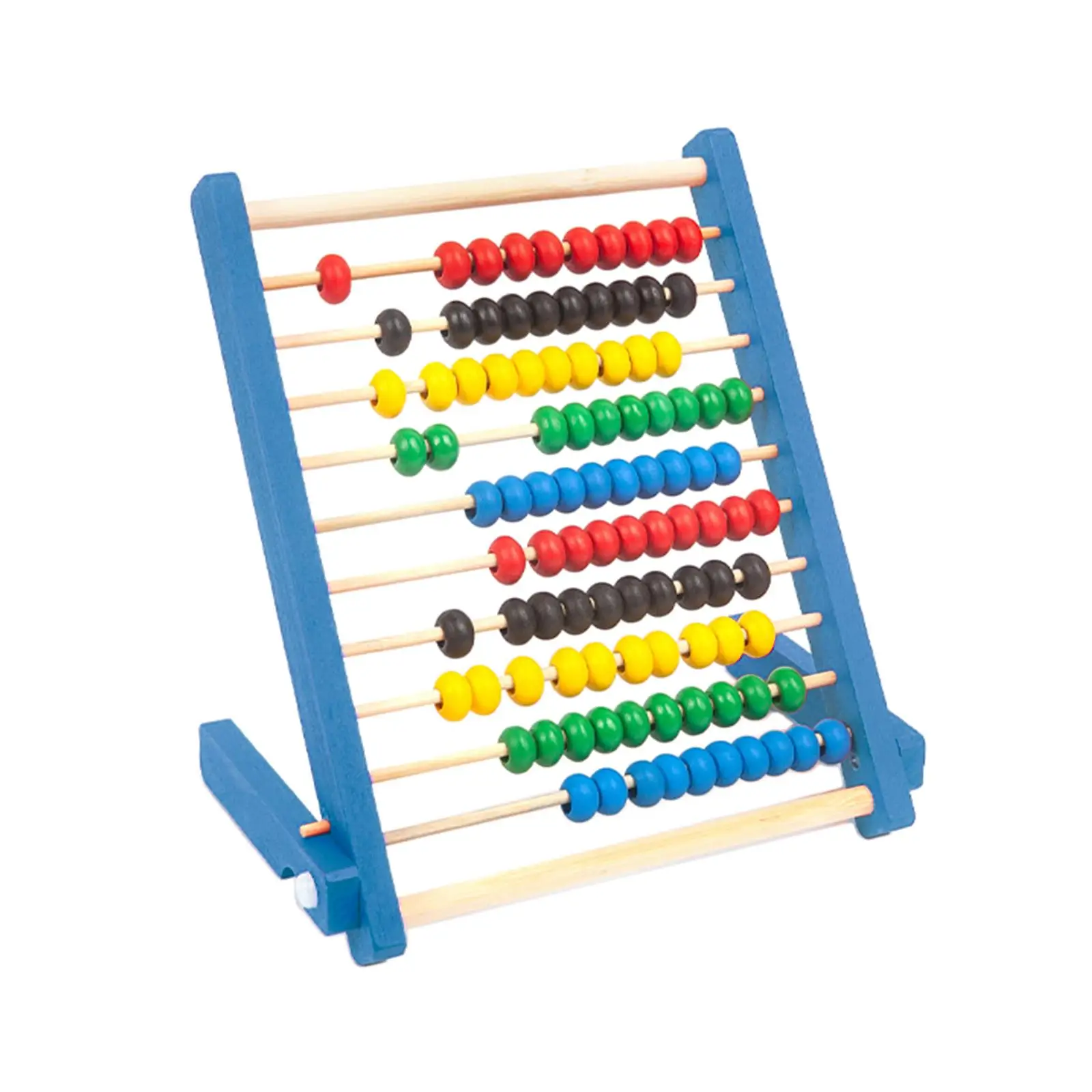 Toddlers Mathematics Toy Beads Game Kids 10 Row Wooden Counting Frame Abacus