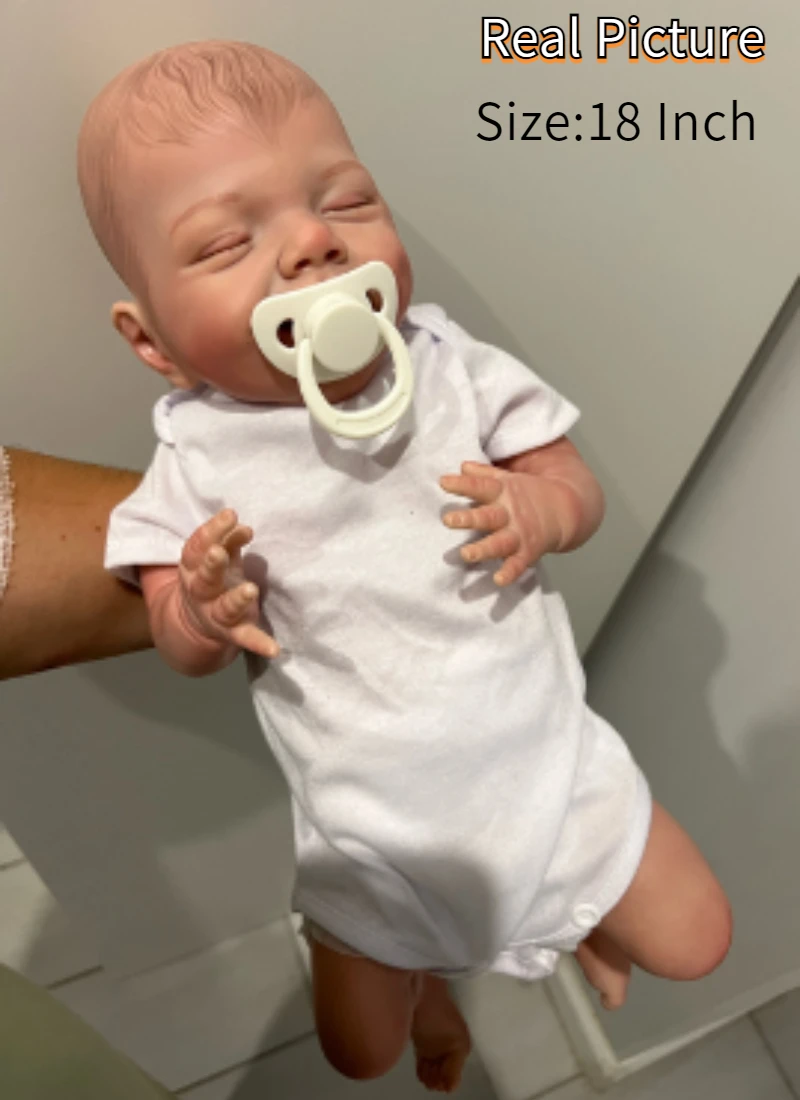18 Inch April Full Body Soft Silicone Vinyl Reborn Girl Baby Can Take Bath Bebe Newborn Doll Rooted Or Painted Hair For Choose