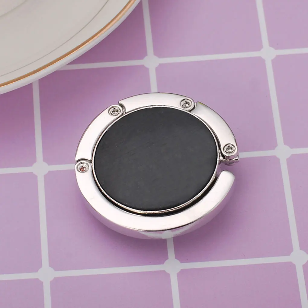 Portable Metal Foldable Table Handbag Holder Purse Hanger Convenient Hook Hang Bag Round Rhinestone Holder