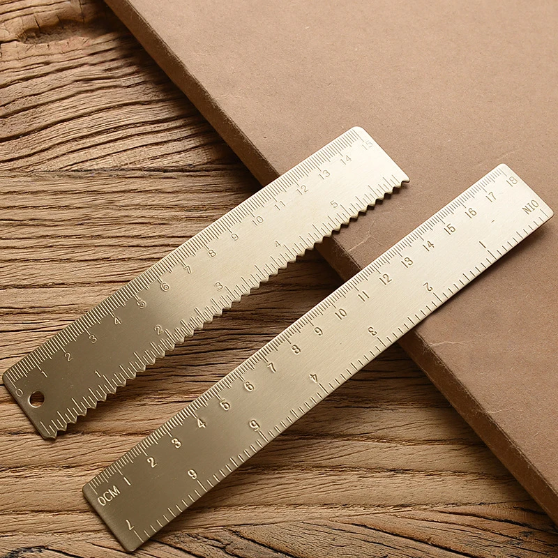 Vintage Brass Straight Ruler for Students Creative Metal Triangle Ruler Protractor Stationery Measuring Tool School Supplies New