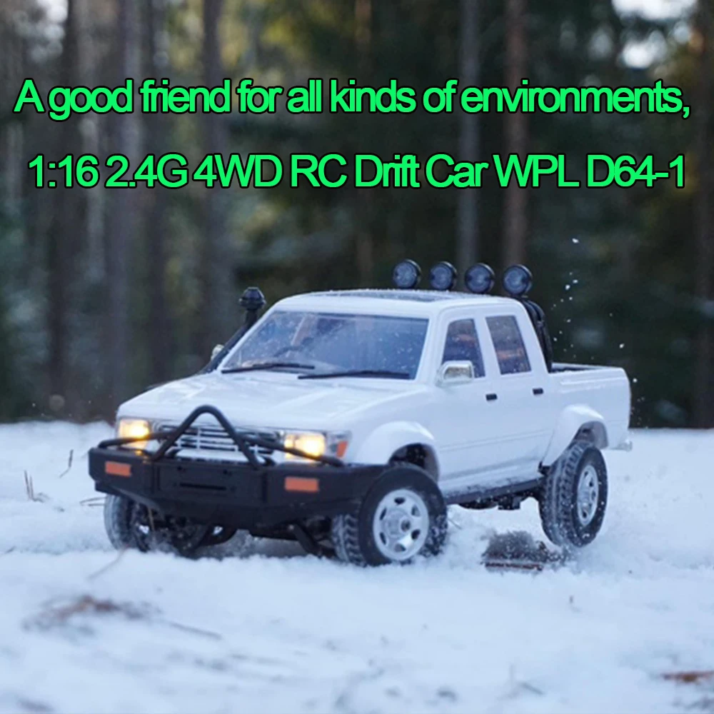 WPL D64 D64-1 1/16 2.4G 4WD RC Crawler Car RTR Full Scale Electric Buggy LED Light Climbing Truck Car Kids Gift