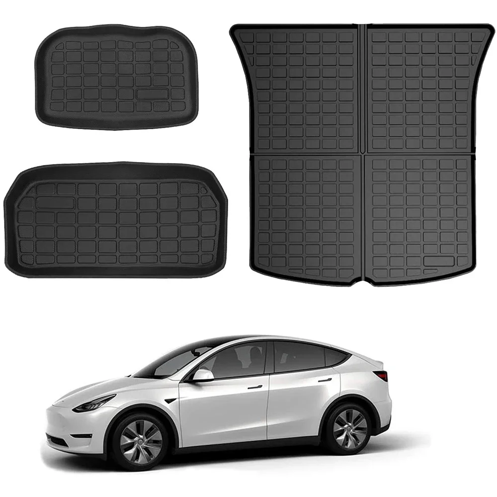 TPE Floor Mats for Tesla Model Y 3 Highland 2021 - 2024 Floor Liner All-Weather Anti-Slip Rear Trunk Cargo Mats Heavy Duty Mat
