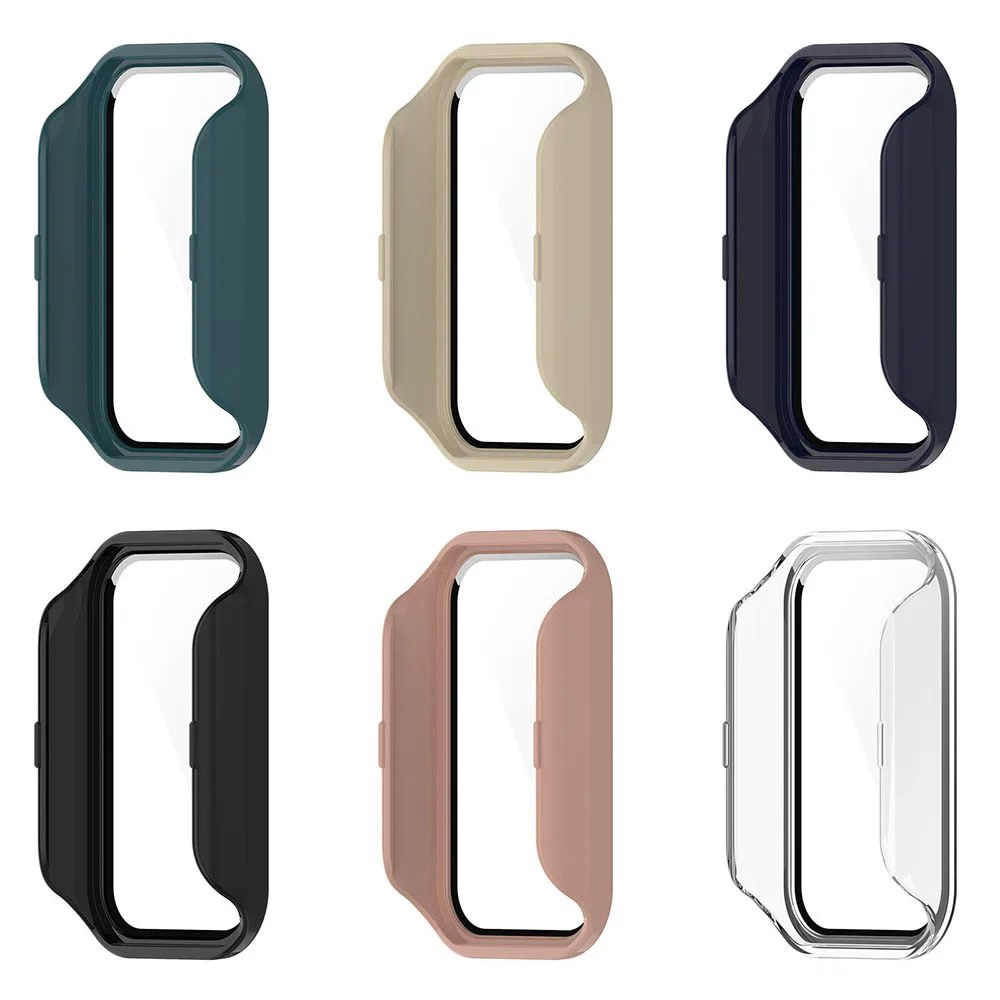 PC+Glass Protective Case For Xiaomi Smart Band 8 Active Full Screen Protector Shell Cover Bumper for Redmi Band 2
