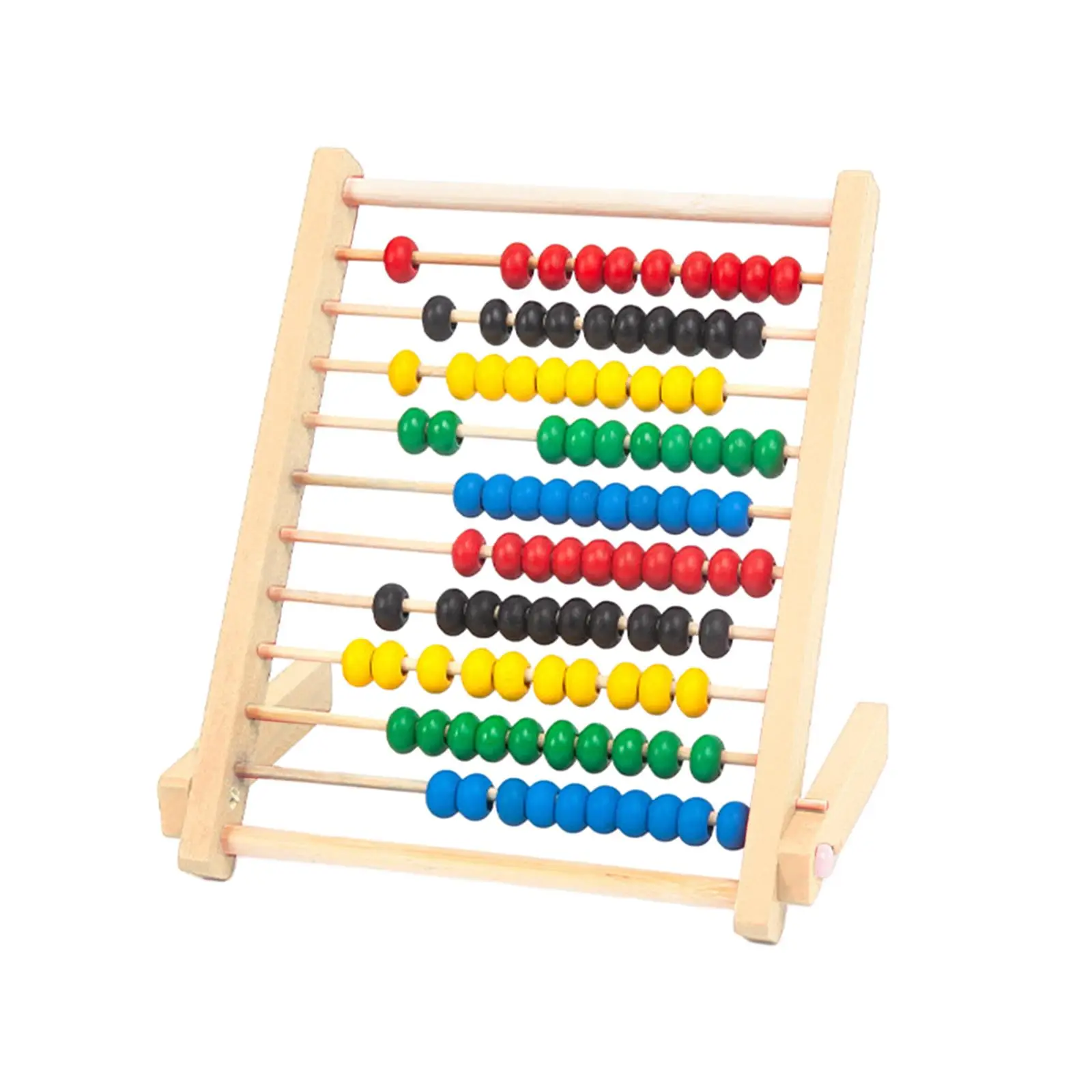 Toddlers Mathematics Toy Beads Game Kids 10 Row Wooden Counting Frame Abacus
