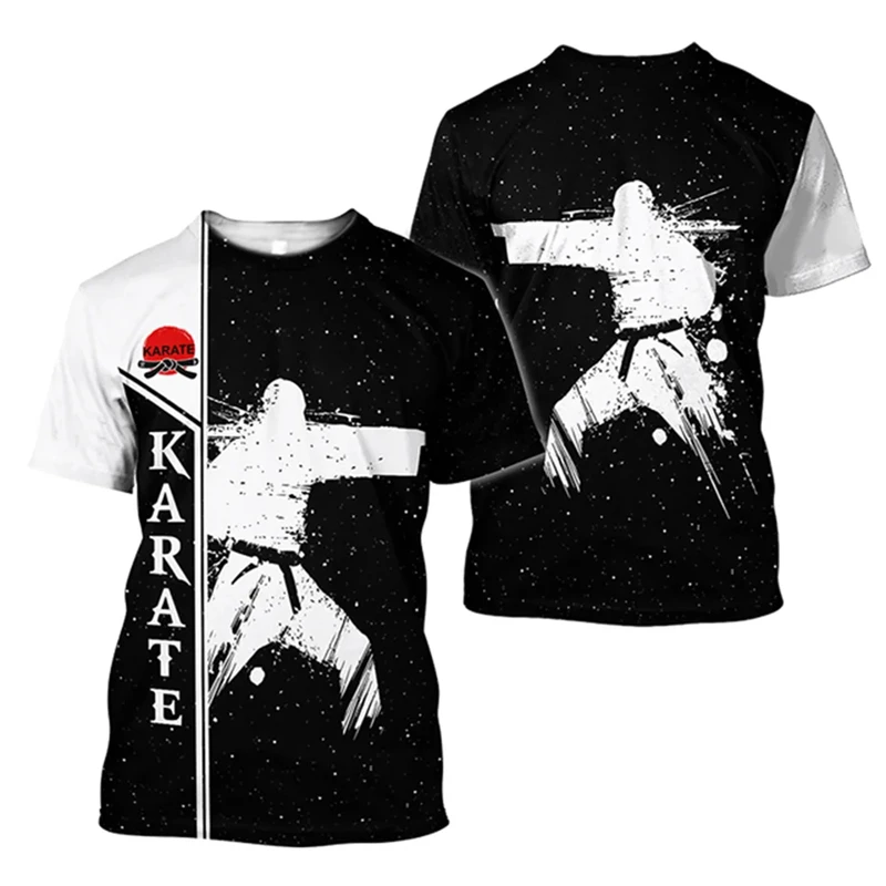 Men Kungfu Training Clothing Karate Fistfight Haruku Print s T Shirt Casual O neck Oversized Short Sleeve Women Sportwear 5