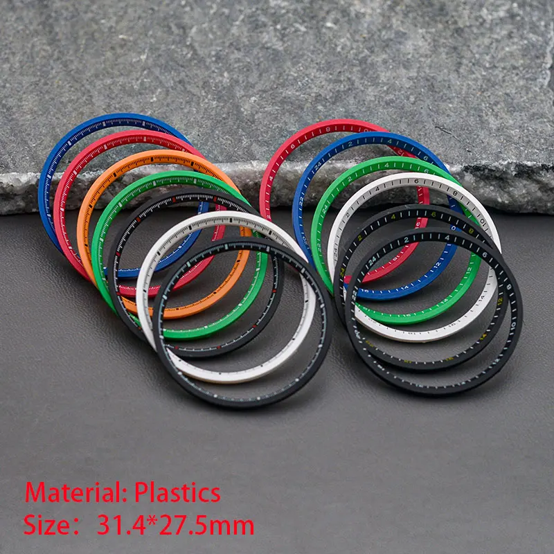 31.4*27.5mm Plastics Watch Chapter Ring For SKX6105 6309 SKX007 SRPD53 PROSPEX Series Fit Seiko NH35 NH36 7S 4R Movement Watch