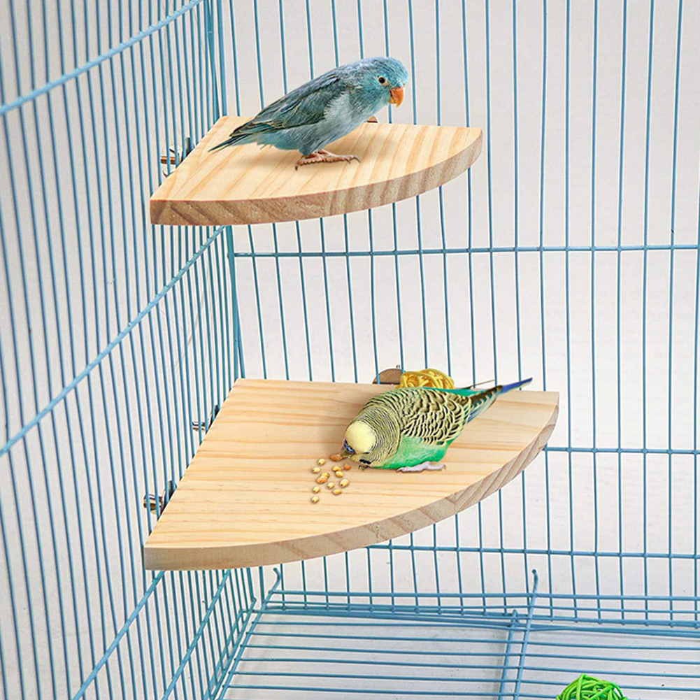Parrot Bird Wood Perch Stand Platform Rectangle Fan-shaped Shelf Stand Board For Budgie Parakeet Cockatiel Hamster Gerbil Rat