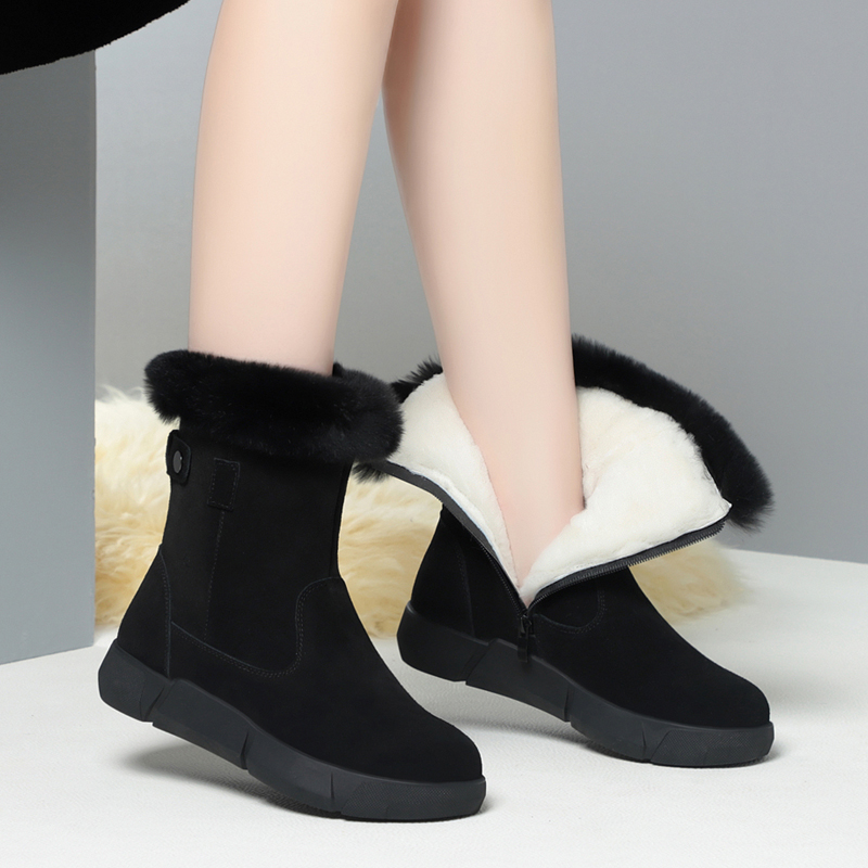 AIYUQI Snow Boots Women Fur 2024 Winter New Genuine Leather Women Winter Boots Wool Warm Non-slip Women booties