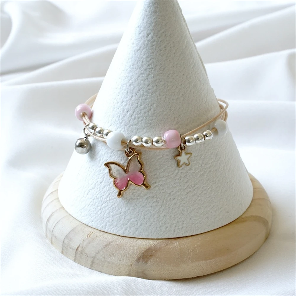 Cute Butterfly Pendant Bracelet Adjustable Boho Hand Woven Rope Beaded Bracelet for Women Girls Holiday Party Jewelry Lucky Gift