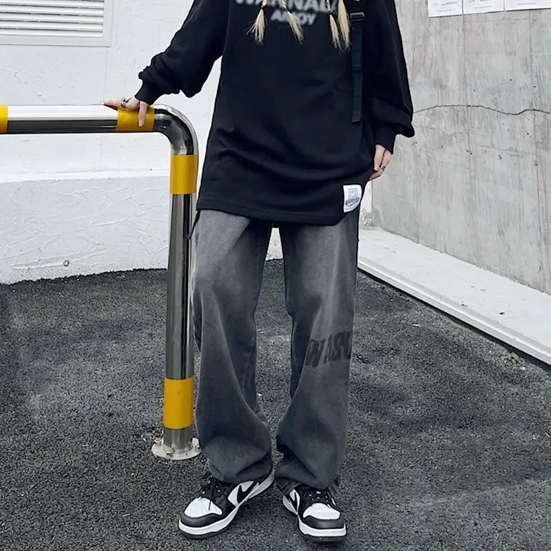 High Street Jeans Straight Leg Loose Flare Pants Trousers For Men Mens Designer Clothes Y2k Men's Cargo Style Pant Male Man Wide