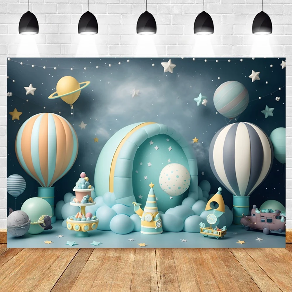 Newborn Baby Shower Background for Photography Balloons Boy and Girl Cakesmash Birthday Party Background Photo Studio Props