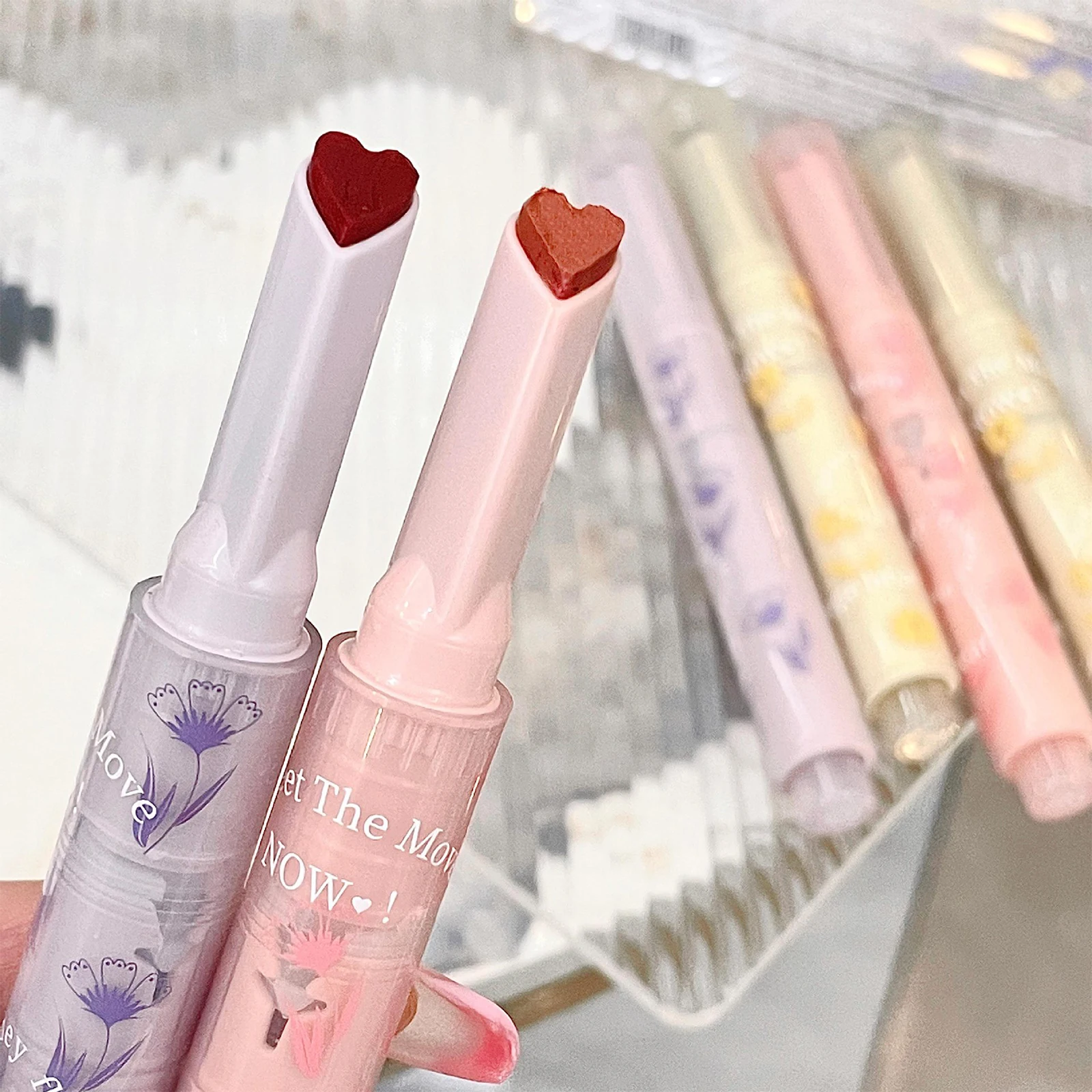 Florette Clear Lip Glaze Flower Love Jelly Mirror Lipstick Waterproof Non-stick Cup Lipstick Transparent Korea Women Lip Makeup e6d29 9cbbc