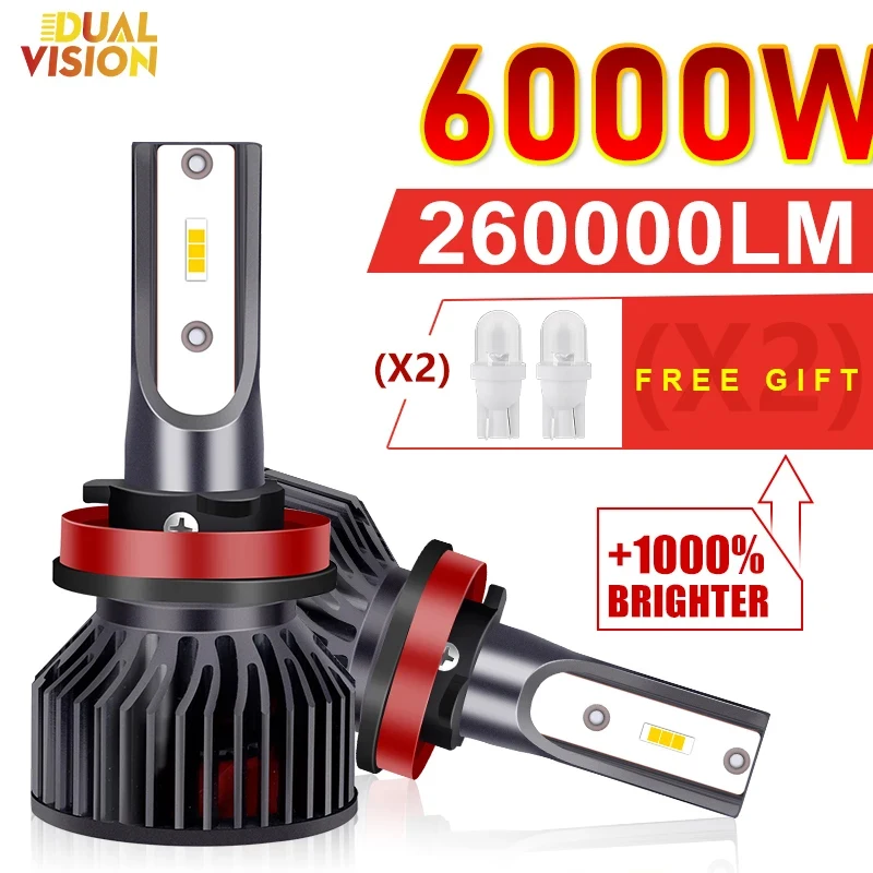 600W 260000LM H7 LED Car Headlight Canbus H1 H4 H8 H9 H11 9005 HB3 9006 HB4 led Auto Fog Light Bulbs 2Pcs 3000K 8000K 10000K