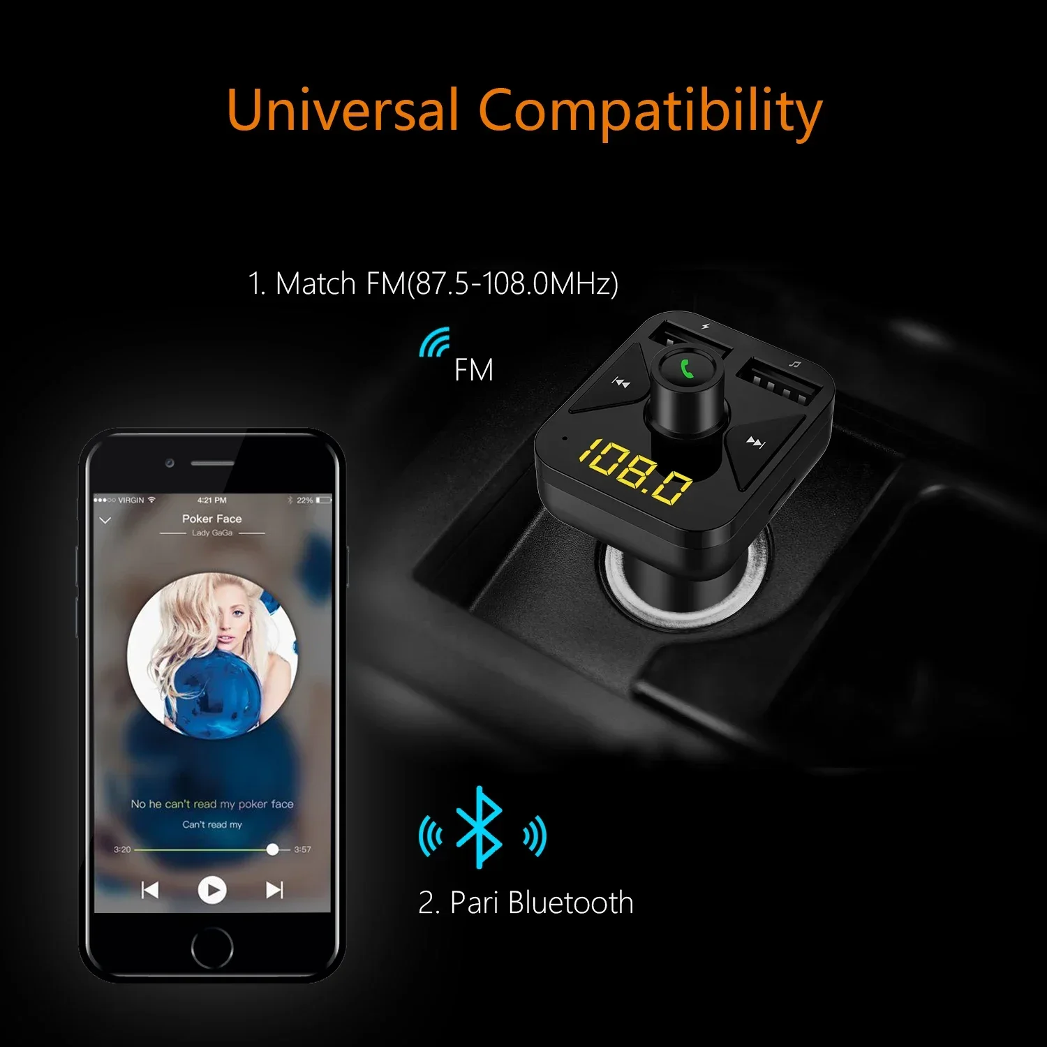 FM Transmitter Bluetooth Handsfree Car Charger Radio Dual USB Car MP3 Player 3.1A Fast Charger Adapter Car Accessories